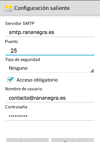 Cómo Configurar correo saliente Android
